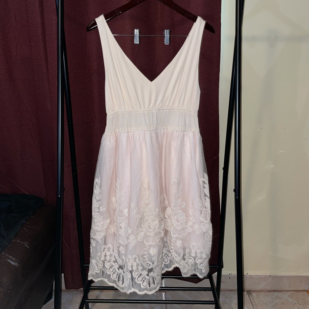 American Rag Cream V-Neck Midi Dress